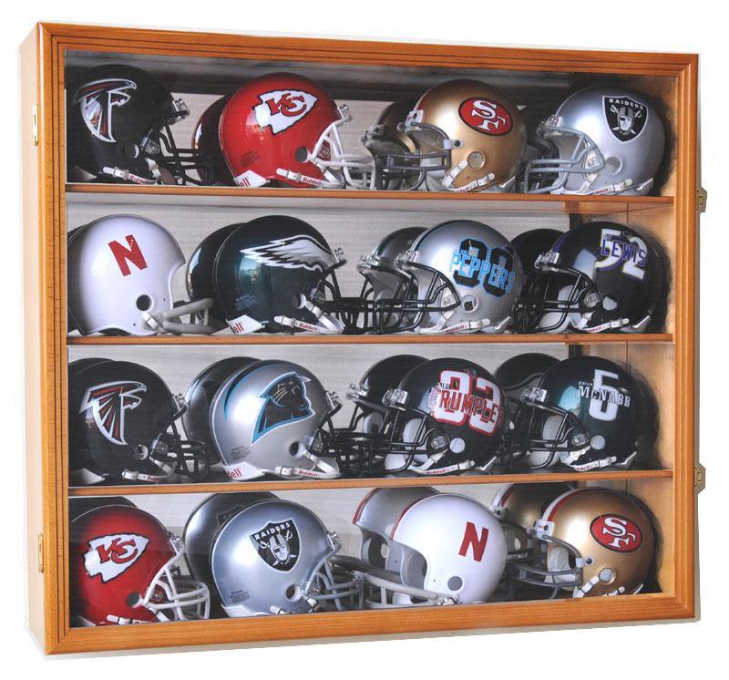 16 Mini Helmet Display Case Cabinet (Mirror Back) - sfDisplay.com