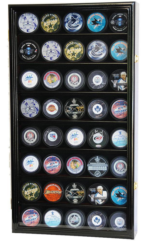 40 Hockey Puck Display Case Cabinet - sfDisplay.com