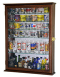 Large Mirror Backed and 7 Glass Shelves Shot Glasses Display Case Cabinet - sfDisplay.com