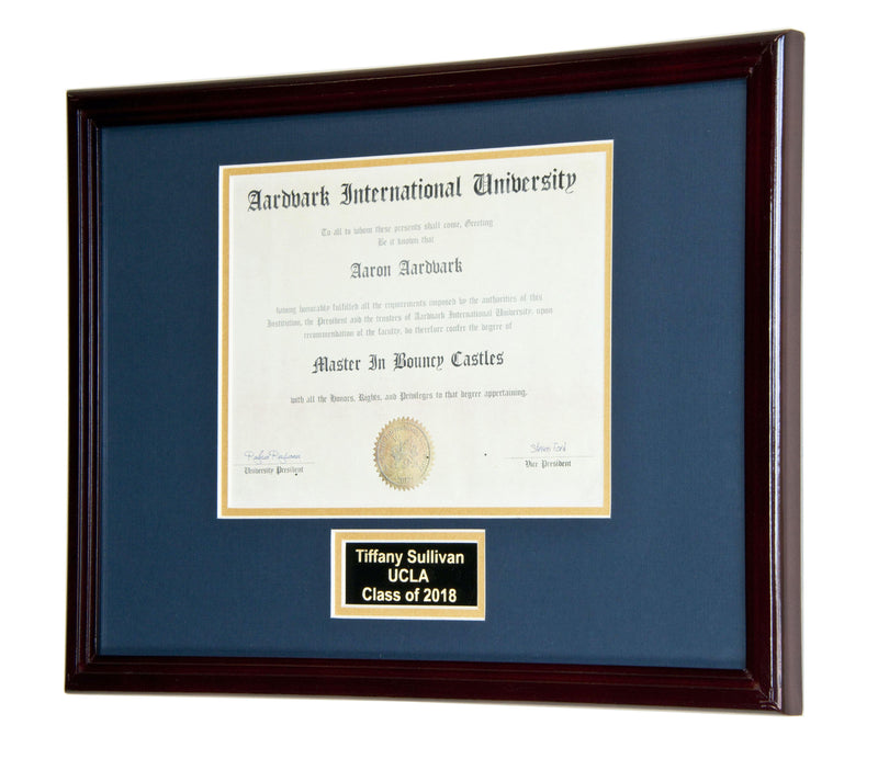 Diploma and Graduation Tassel Display Frame (w/ Custom Matting Colors) - sfDisplay.com