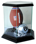 Hexagon Glass Display Case (for Basketball, Soccer Ball, Football, Baseball Glove, Helmets and more) - sfDisplay.com