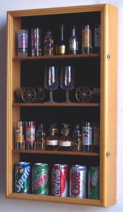 Mini Liquor Bottle / Tall Shot Glass, Shooter Display Case Cabinet - sfDisplay.com