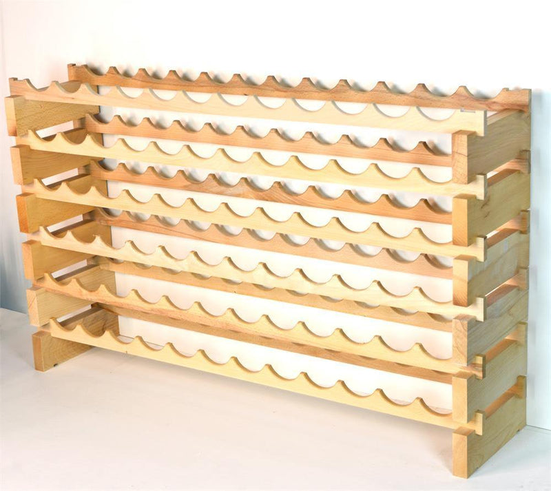 12X Bottles Pine Wood Modular Wine Rack Stackable (12 Bottles per Row) - sfDisplay.com