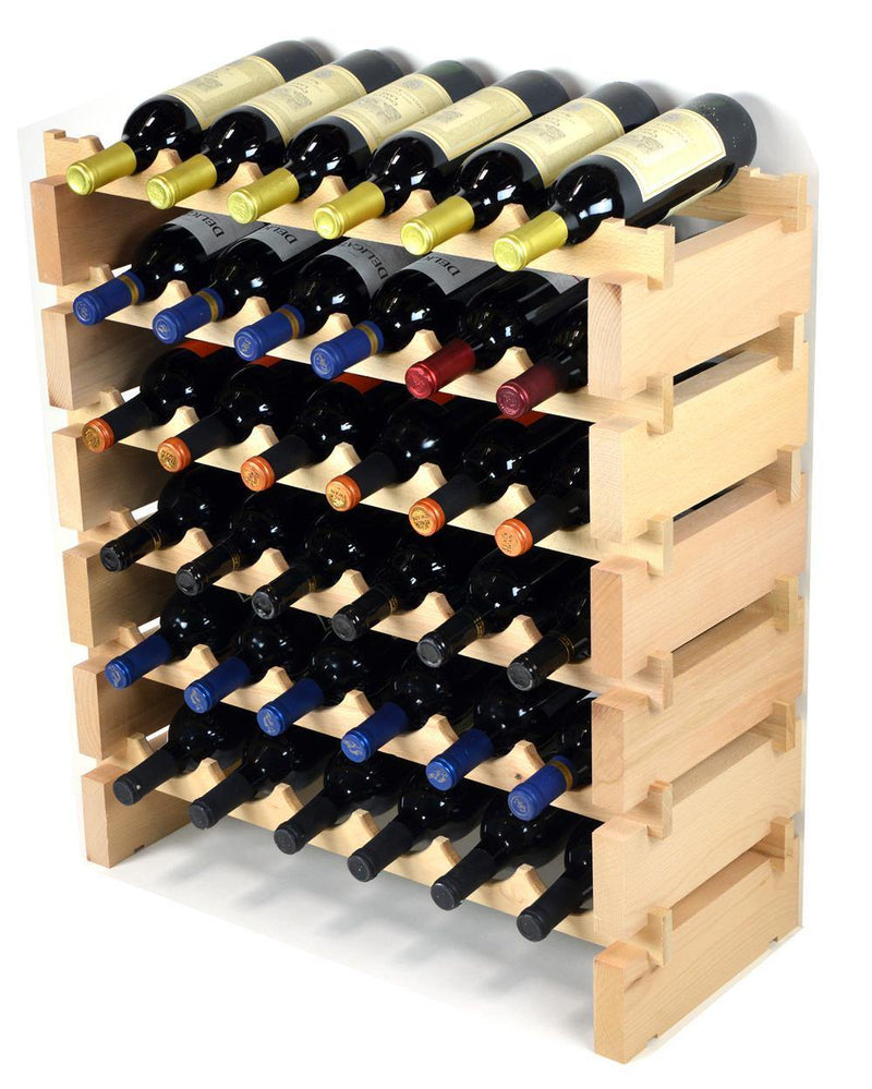 6X Bottles Pine Wood Modular Wine Rack Stackable (6 Bottles per Row) - sfDisplay.com