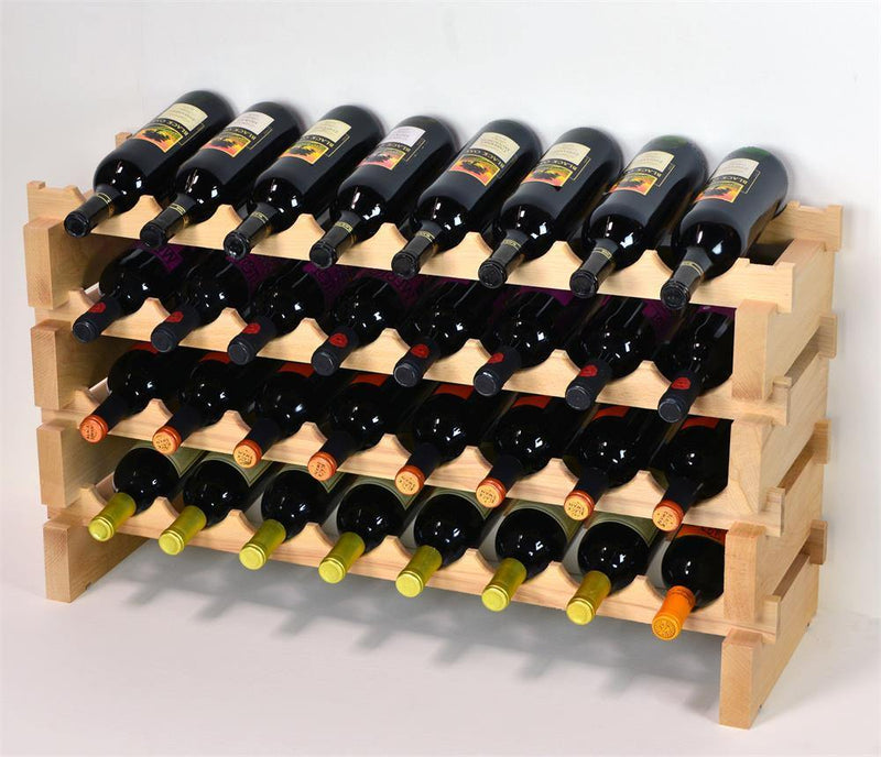 8X Bottles Beech Hardwood Modular Wine Rack Stackable (8 Bottles per Row) - sfDisplay.com