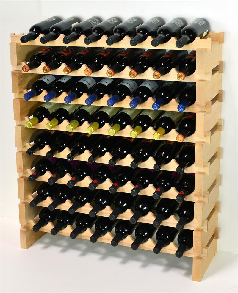 8X Bottles Pine Wood Modular Wine Rack Stackable (8 Bottles per Row) - sfDisplay.com