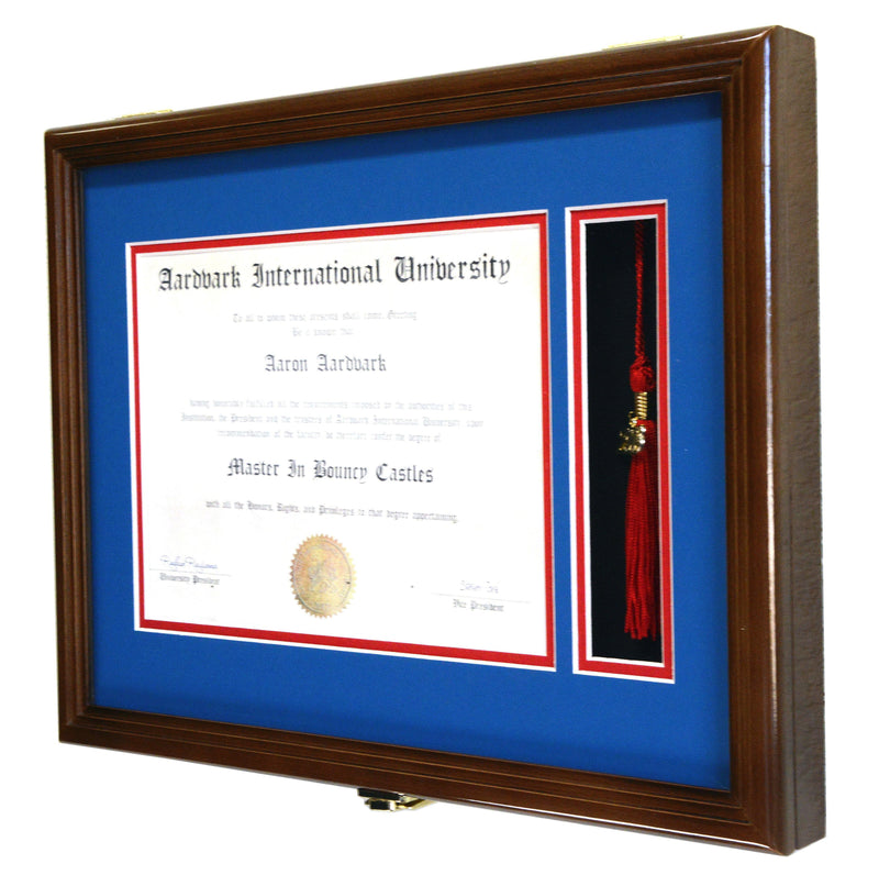 Diploma and Graduation Tassel Display Case Cabinet (w/ Custom Matting Colors) - sfDisplay.com